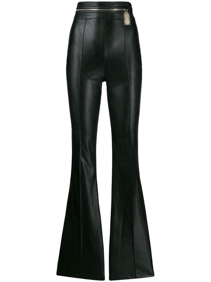 Elisabetta Franchi Flared Faux Leather Trousers - Black