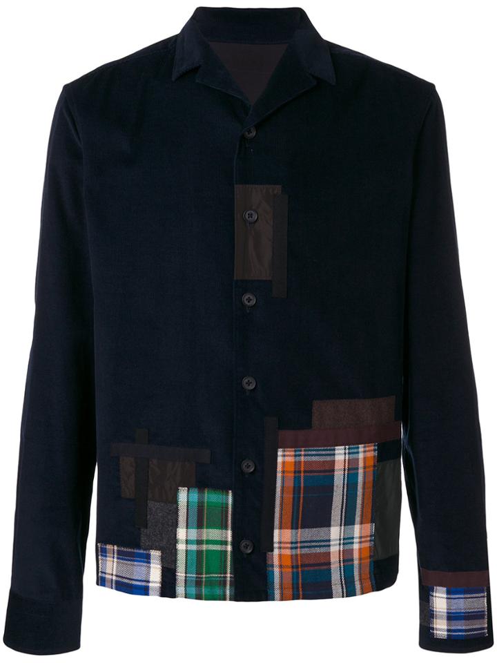 Kolor Checked Panel Shirt - Blue