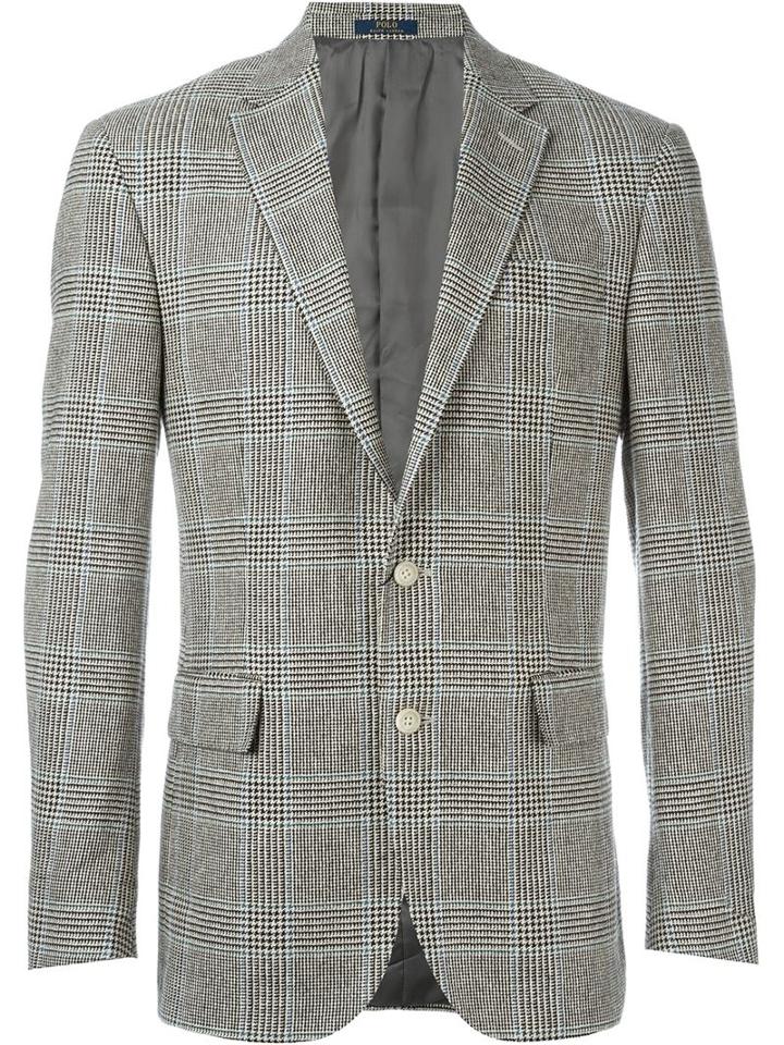 Polo Ralph Lauren Houndstooth Check Blazer, Men's, Size: 44, Nude/neutrals, Silk/cupro/wool