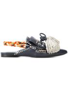 Carven Slingback Tassel Sandals - Blue