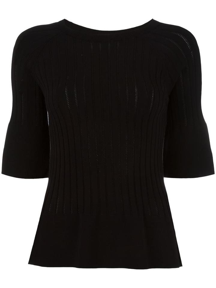 Twin-set Bell Sleeve Knit Top, Women's, Size: Large, Black, Viscose/polyester