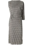 A.f.vandevorst Checked Pleated Detail Dress - Brown