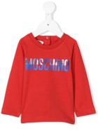 Moschino Kids Shiny Logo Print Top - Red