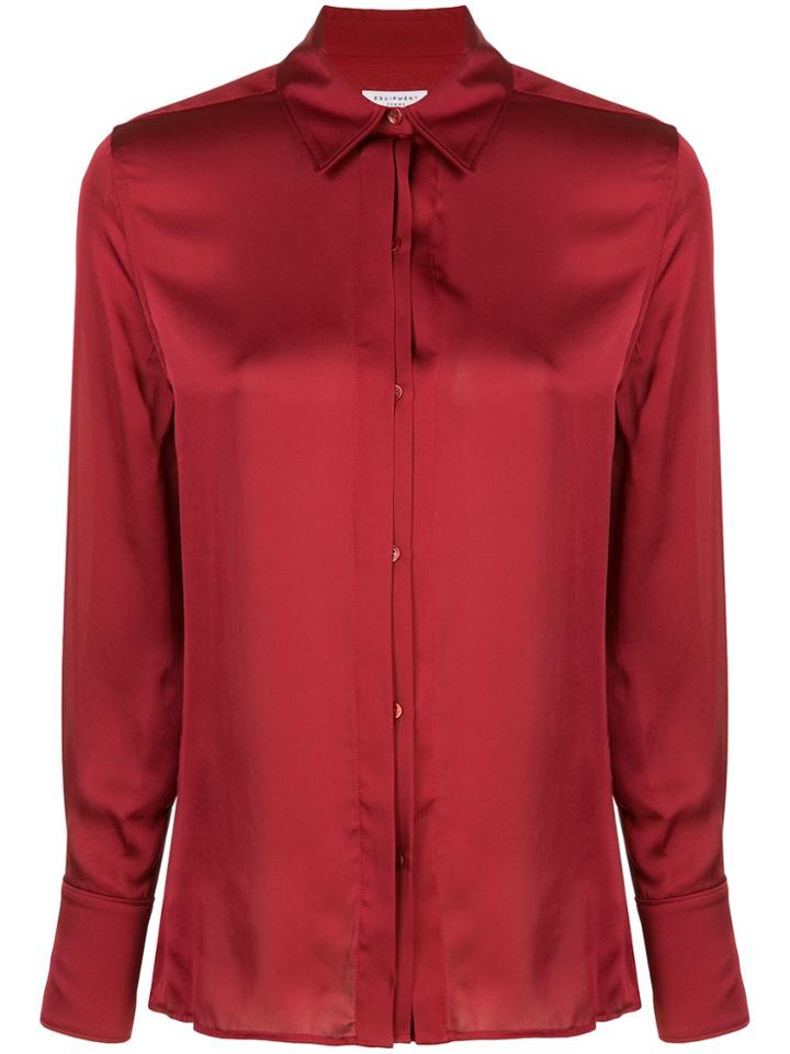 Equipment Button-down High-shine Shirt - Red