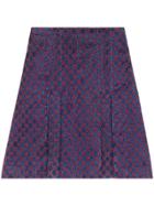 Gucci Lurex Gg Pleated Mini Skirt - Blue