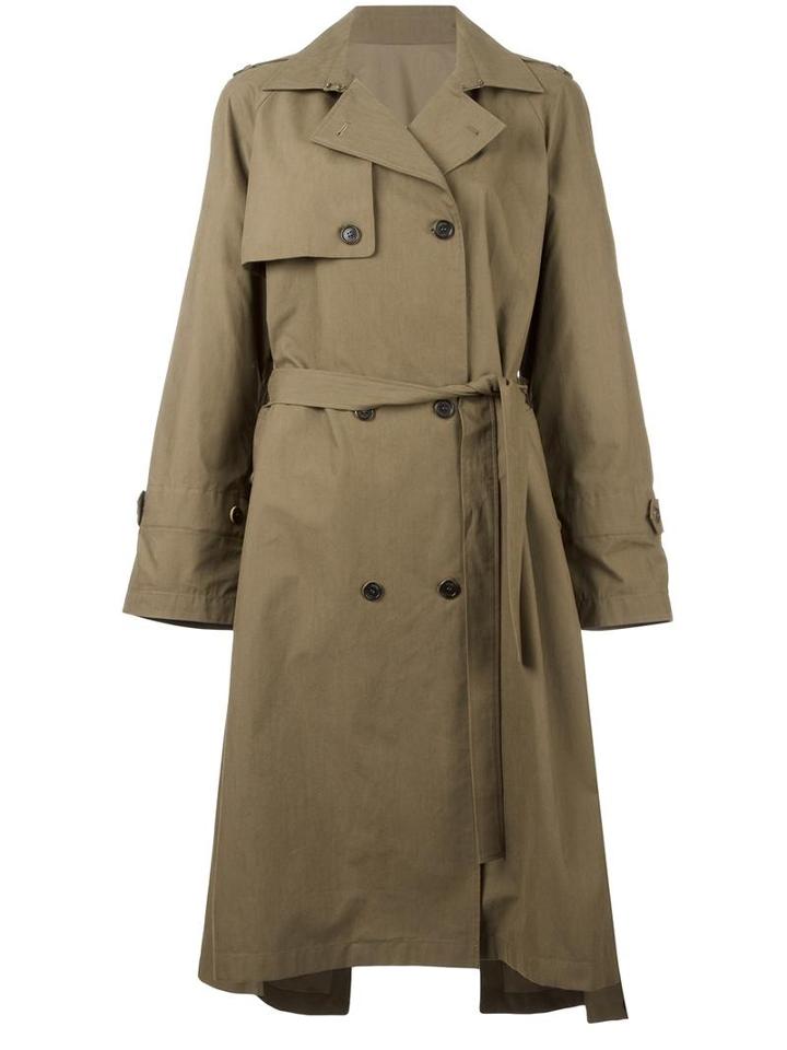 System Classic Trench Coat, Women's, Size: Small, Green, Cotton/nylon/polyester