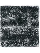 Saint Laurent Snakeskin Print Scarf, Men's, Black, Wool