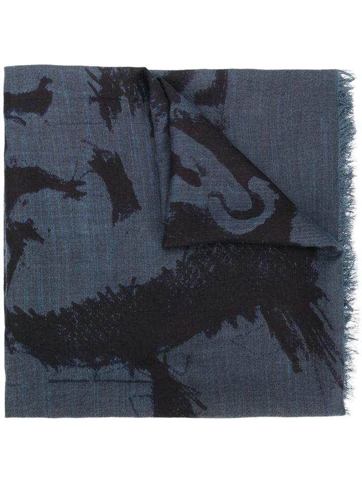 Diesel Logo Embroidered Scarf - Blue