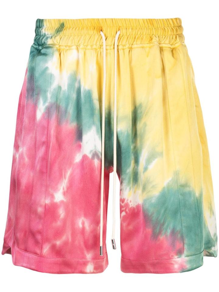 Just Don Tie-dye Print Shorts - Yellow