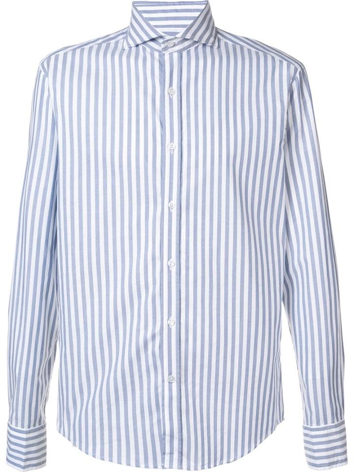 Michael Bastian Striped Shirt, Men's, Size: 40, White, Cotton