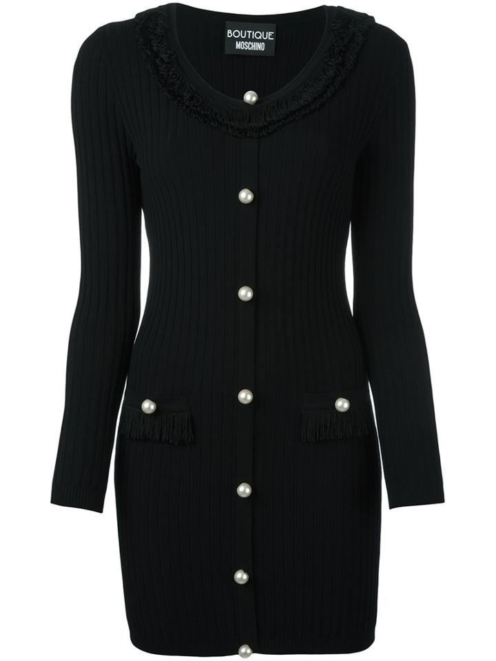 Boutique Moschino Ribbed Knitted Dress, Women's, Size: 44, Black, Rayon/polyester