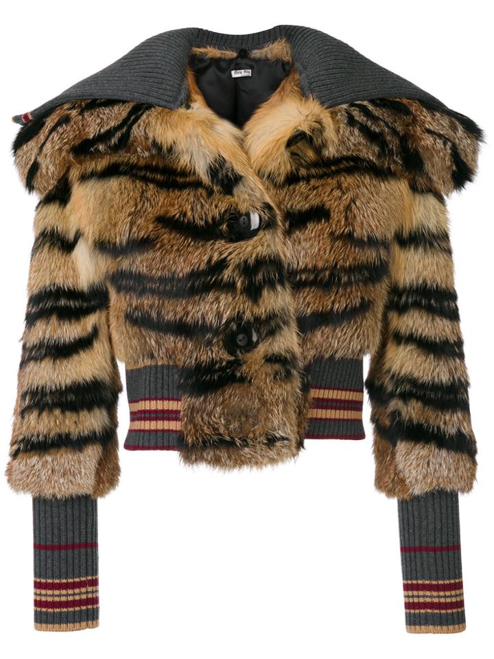 Miu Miu Tiger Printed Fitted Jacket - Unavailable