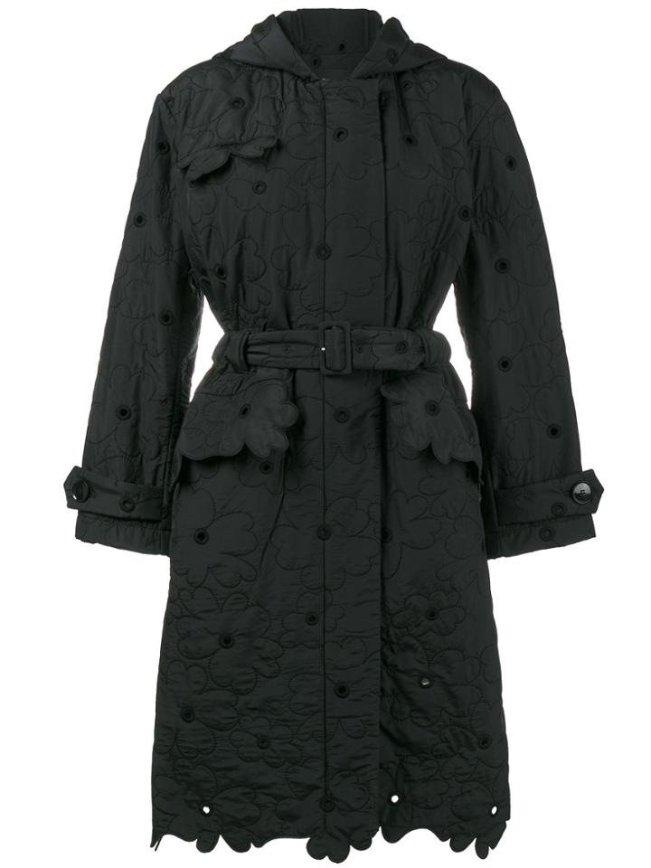 Simone Rocha Floral Scalloped Hem Parka - Black