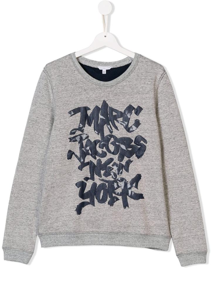 Little Marc Jacobs Teen Graffiti Logo Print Sweatshirt - Grey
