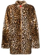 Sandy Liang Montague Collared Leopard Print Faux Fur Coat - Brown