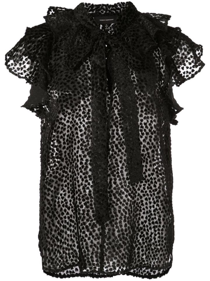 Robert Rodriguez Spotted Tie Neck Blouse - Black