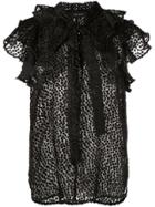 Robert Rodriguez Spotted Tie Neck Blouse - Black
