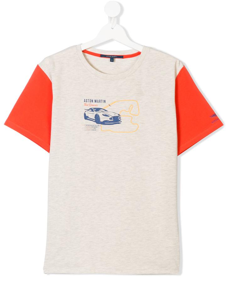 Aston Martin Kids Teen Logo Print Contrast Sleeve T-shirt - Nude &