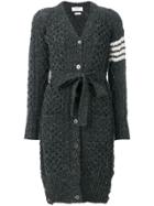 Thom Browne Long Tweed V-neck Cardigan Coat - Grey