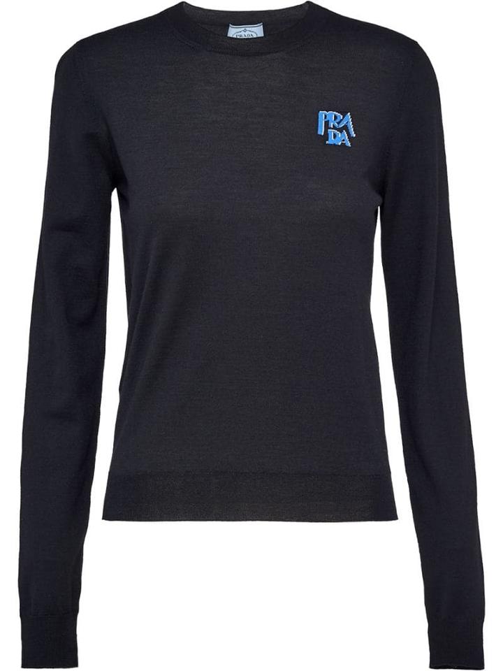 Prada Intarsia Logo Sweater - Black