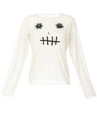 Tu Es Mon Trésor Skull Dotted Mesh Top - Neutrals