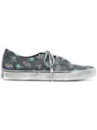 Palm Angels Flames Distressed Low-top Sneakers - Grey