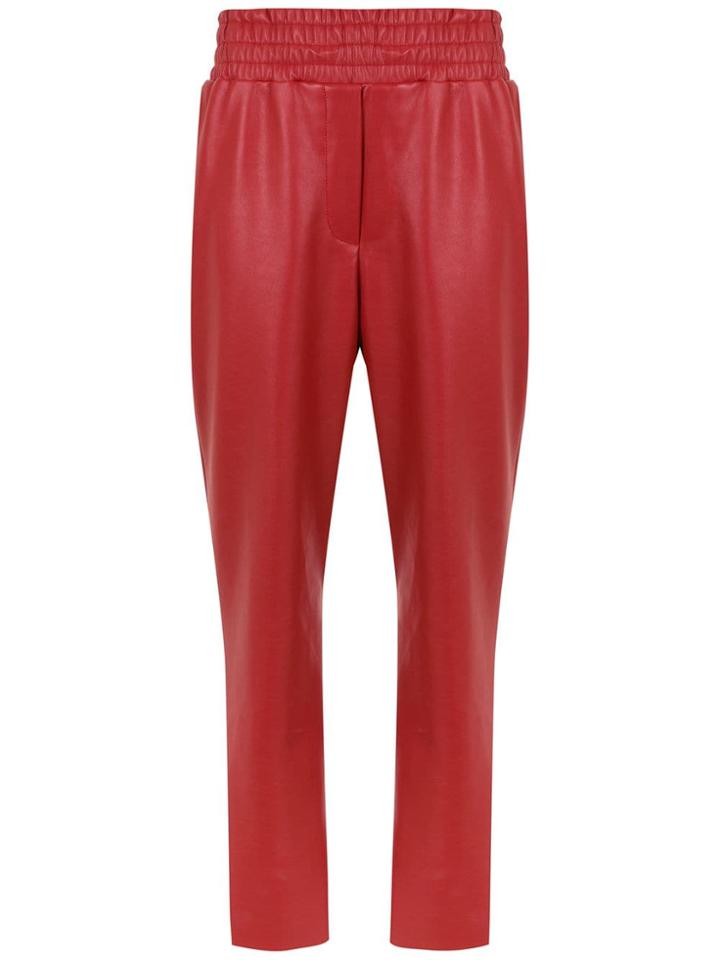 Framed High Waisted Cropped Trousers - Red