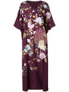 Josie Natori Couture Floral Embroidered Kaftan - Purple