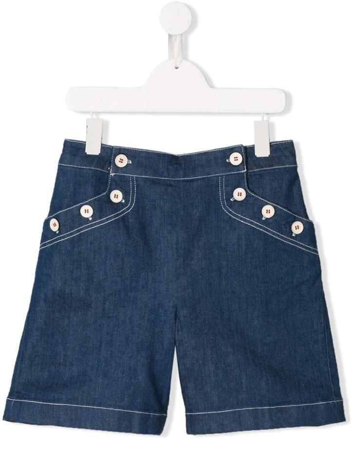 Bonpoint Teen Denim Shorts - Blue