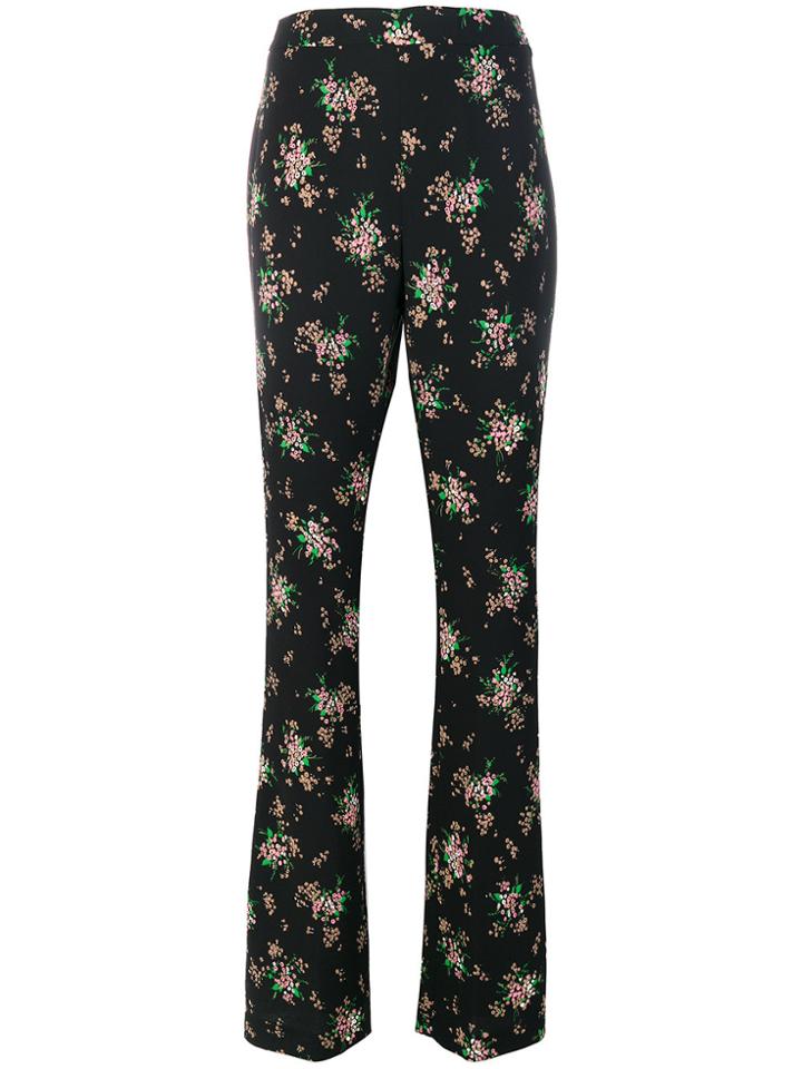 Msgm Flared Floral Trousers - Black