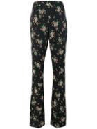 Msgm Flared Floral Trousers - Black