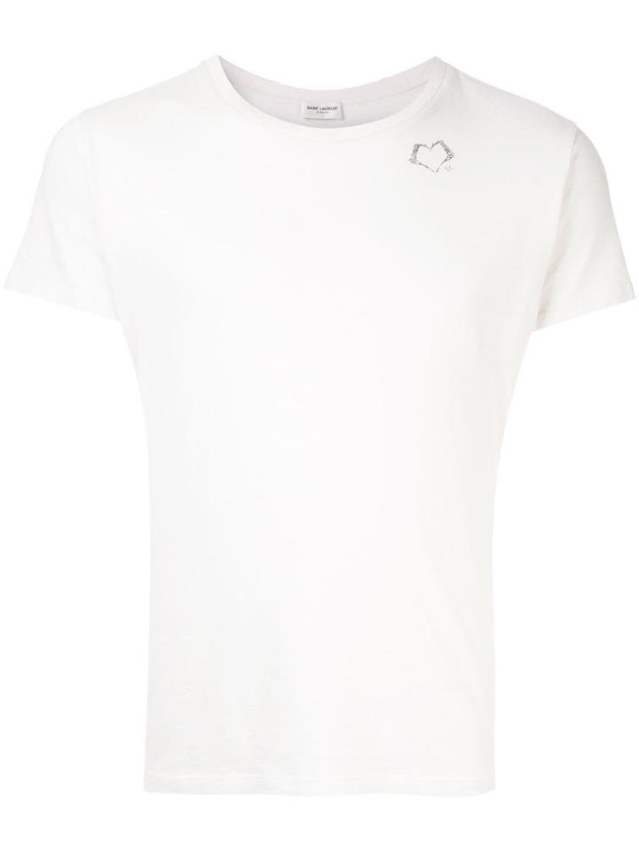 Saint Laurent Heart Logo Detail T-shirt - White