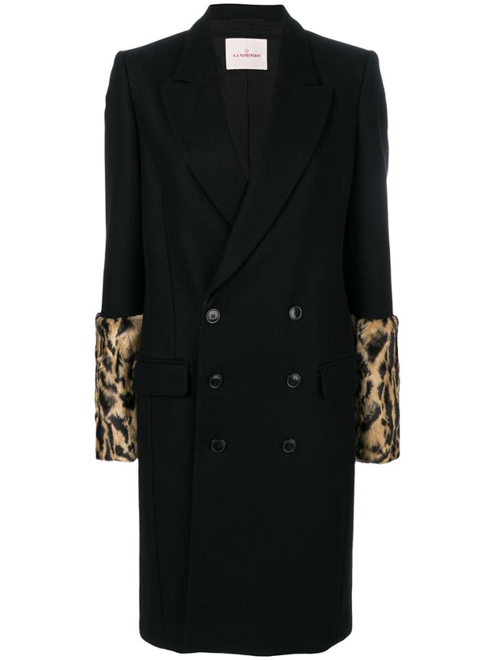 A.f.vandevorst Leopard Print Sleeves Coat - Black