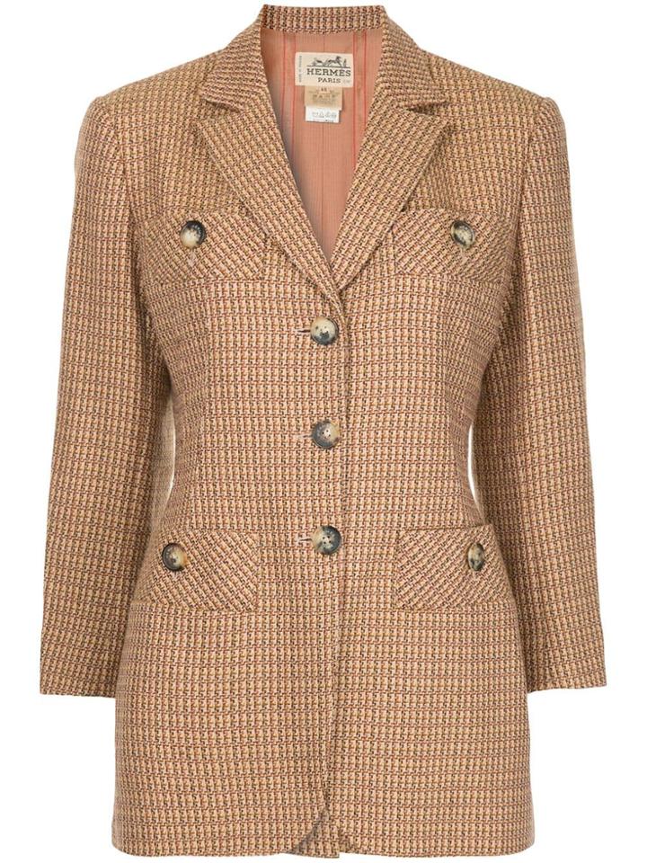 Hermès Vintage Patterned Slim Blazer - Brown