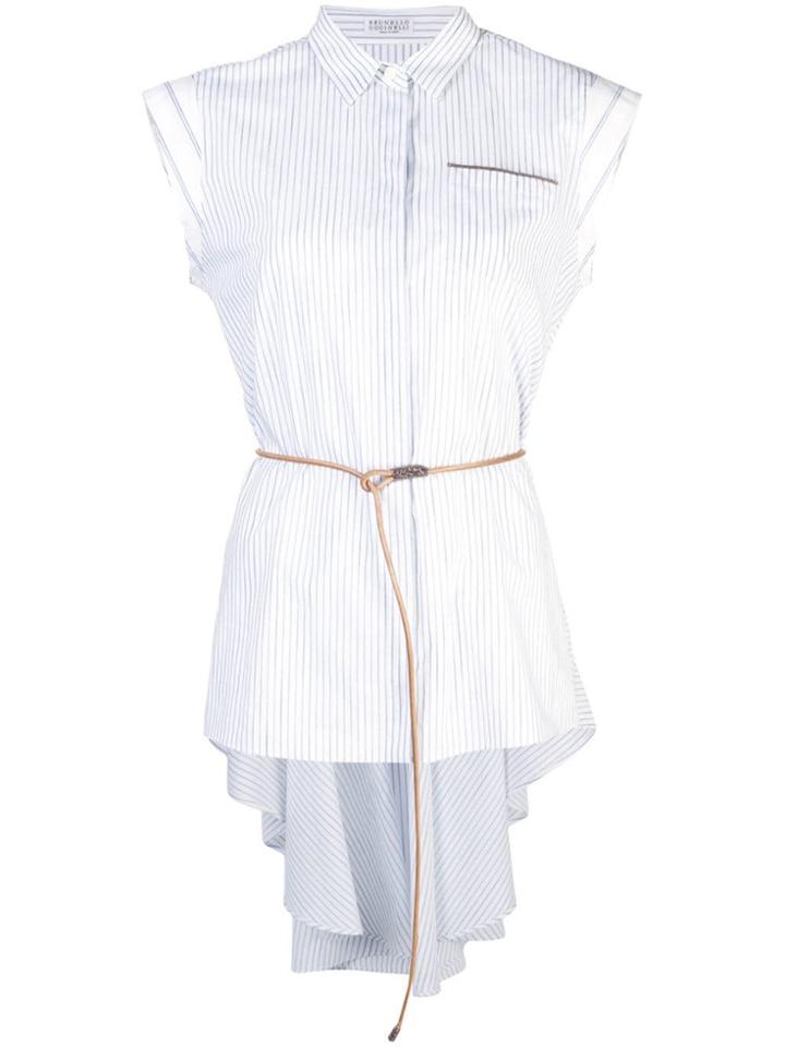 Brunello Cucinelli Belted Striped Shirt - White