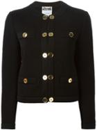 Moschino Stitched Logo Jacket, Women's, Size: 44, Black, Cotton/polyester/acetate