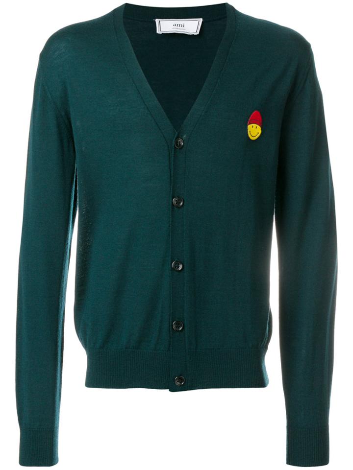 Ami Alexandre Mattiussi Smiley Patch Cardigan - Green
