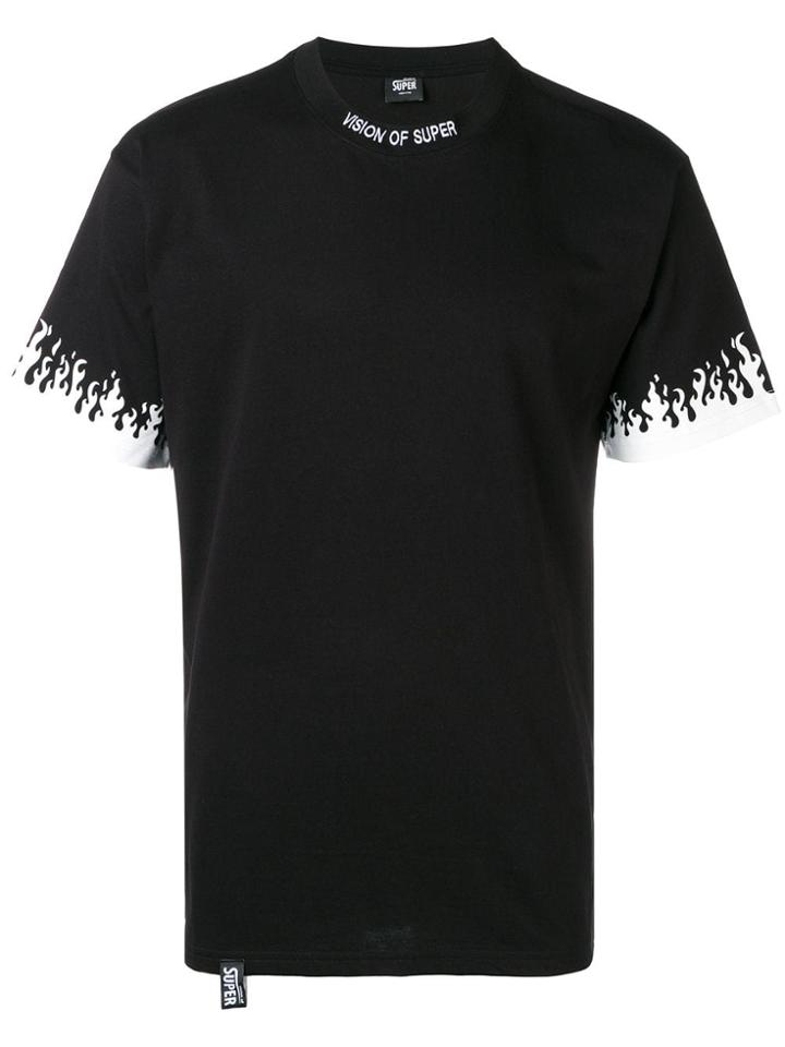 Vision Of Super Flames Print T-shirt - Black