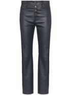 Joseph Navy Den Buttoned Cropped Leather Trousers - Blue