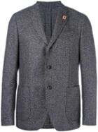 Lardini Herringbone Blazer, Men's, Size: 48, Brown, Wool/polyester