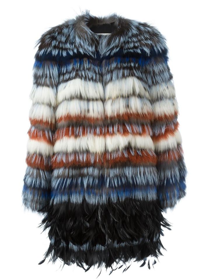Etro Raccoon & Fox Fur Midi Coat