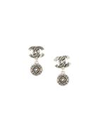 Chanel Vintage Logo Drop Clip-on Earrings, Metallic