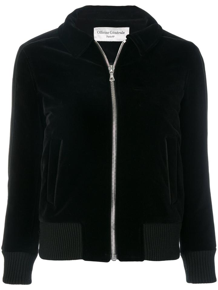 Officine Generale Velvet Bomber Jacket - Black