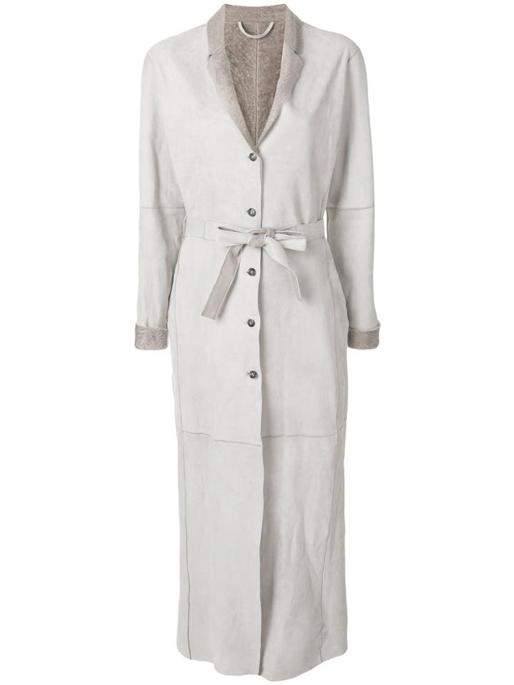 Giorgio Brato Belted Long Coat - Grey