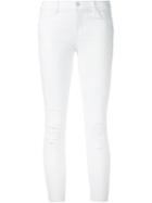 J Brand Distressed Skinny Jeans, Women's, Size: 28, White, Polyester/spandex/elastane/cotton