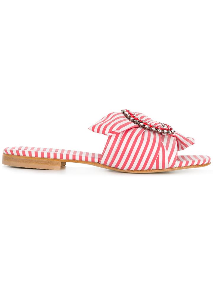 Emanuela Caruso Striped Mules - Red