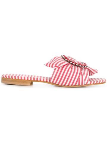 Emanuela Caruso Striped Mules - Red