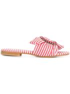 Emanuela Caruso Striped Mules - Red