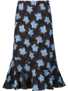 Suno Floral Print Skirt, Women's, Size: 4, Black, Polyester/spandex/elastane