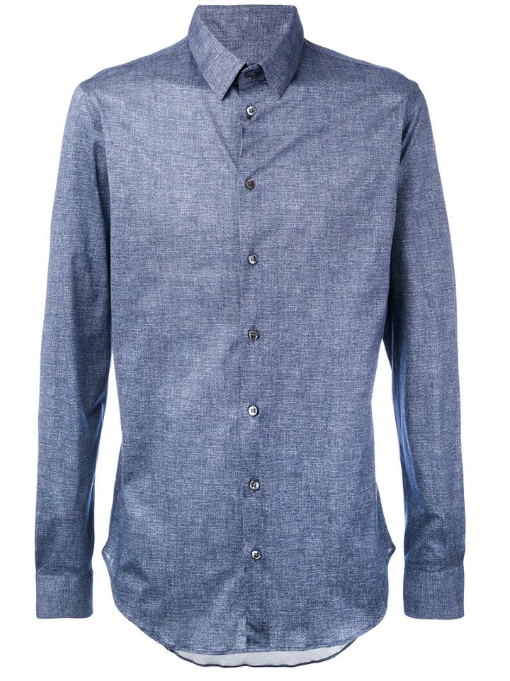 Giorgio Armani - Long-sleeve Shirt - Men - Cotton - 43, Blue, Cotton